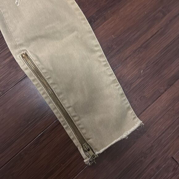 MOTHER Denim - Khaki Tan Color Like New Ankle Crop Zipper on Ankle - Size 25 - Picture 2 of 5